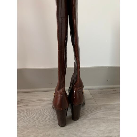 Salvatore Ferragamo Brown Leather Riding Boots - Size 7.5 - Picture 2 of 7